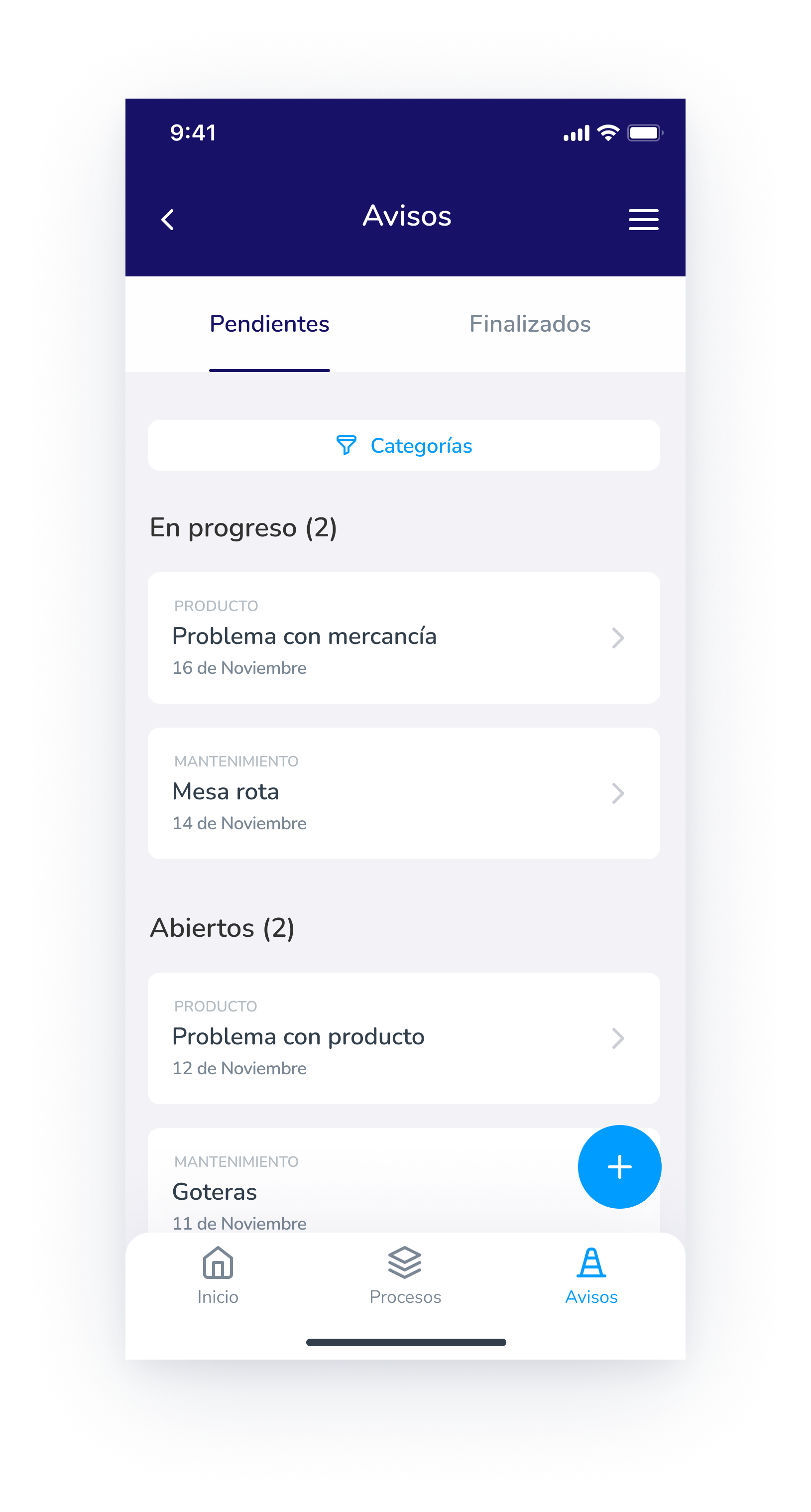 Pending issues list