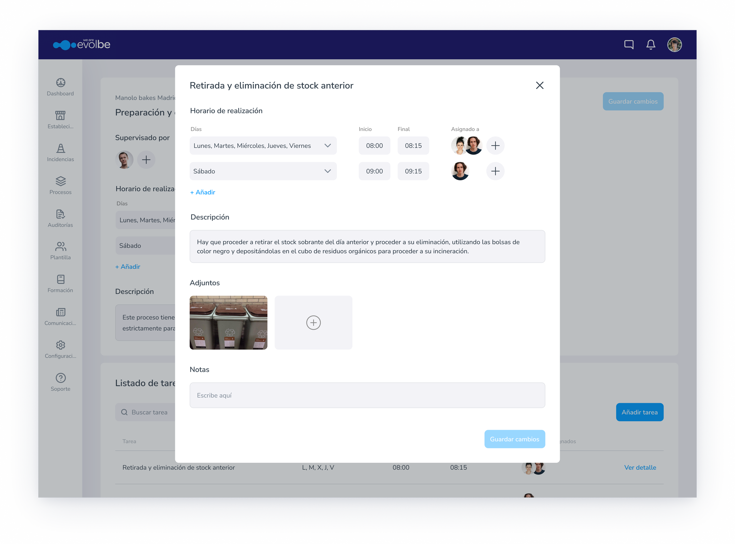 Process detail — tasks
