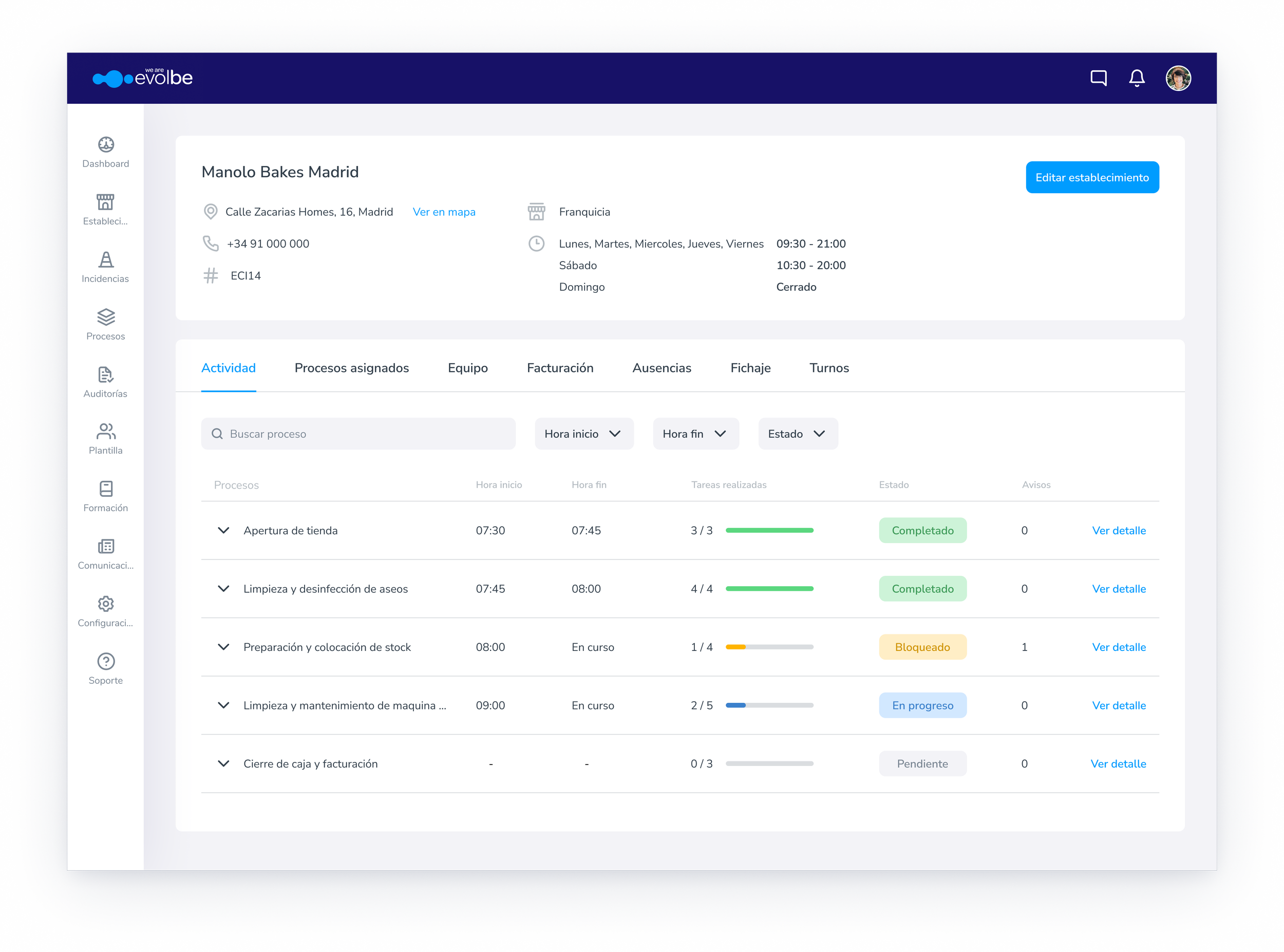 Real-time activity view