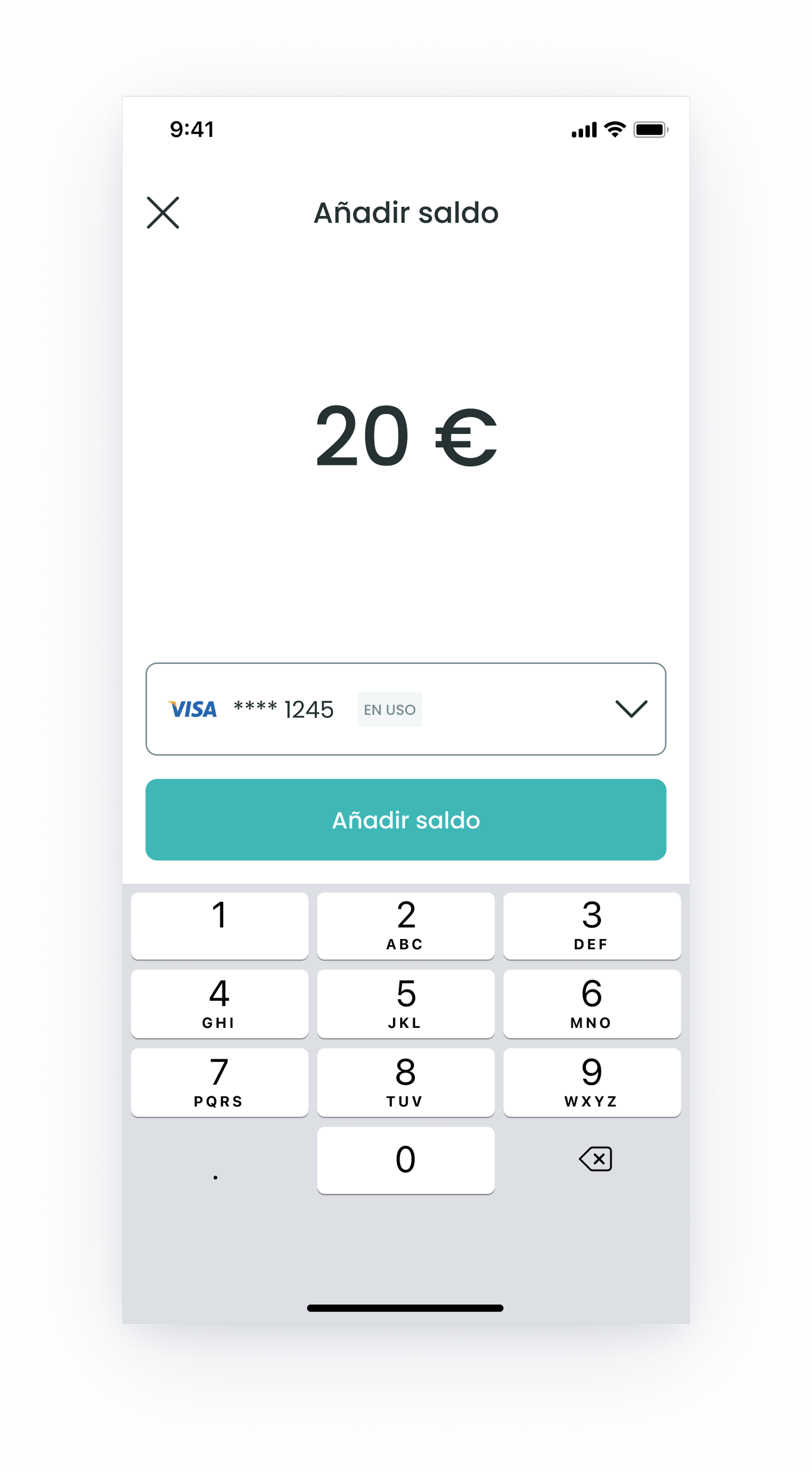 Top-up screen