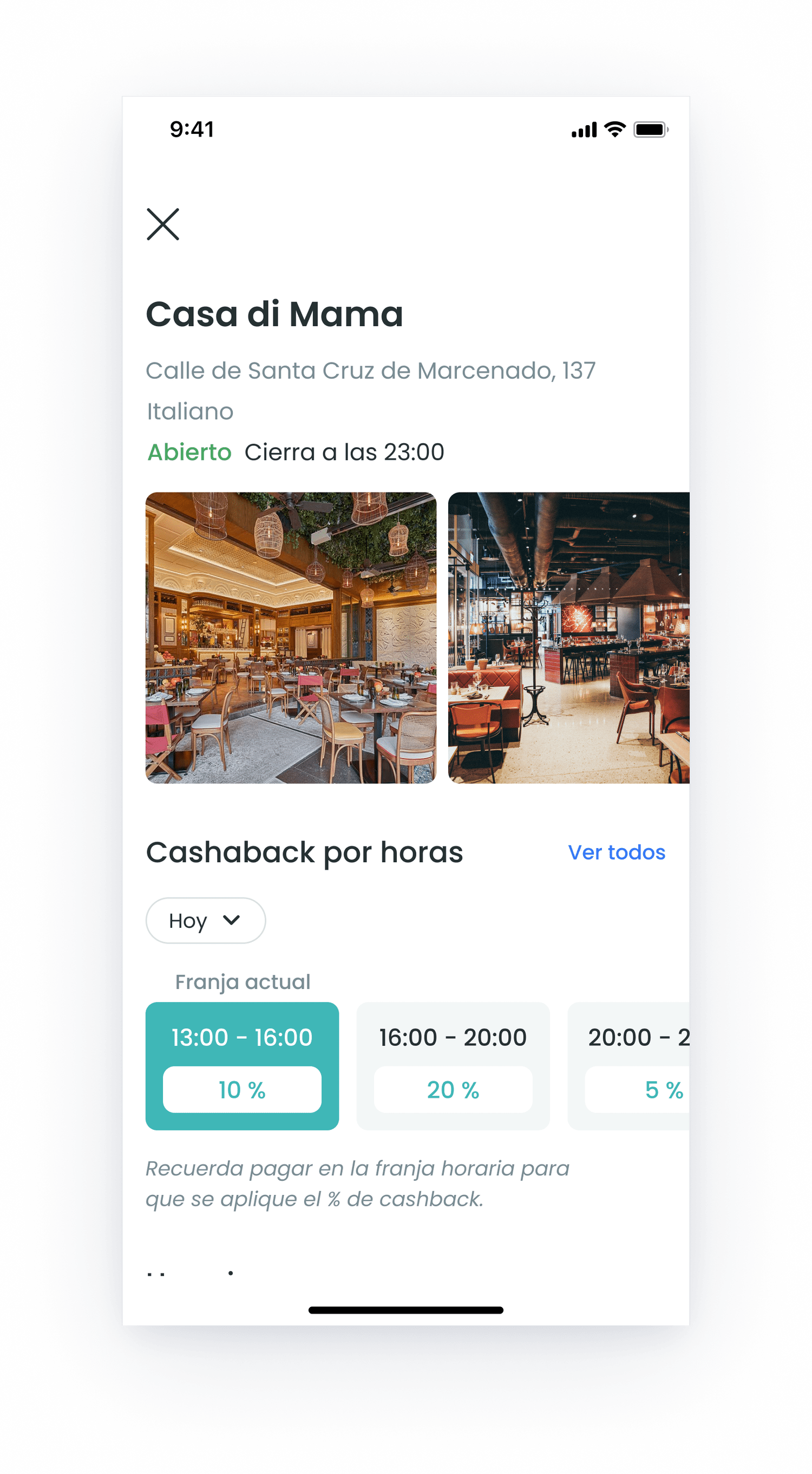 Restaurant detail screen